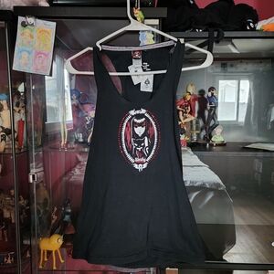 Official Vintage Emily The Strange Bedazzled Cross-back Tank Top